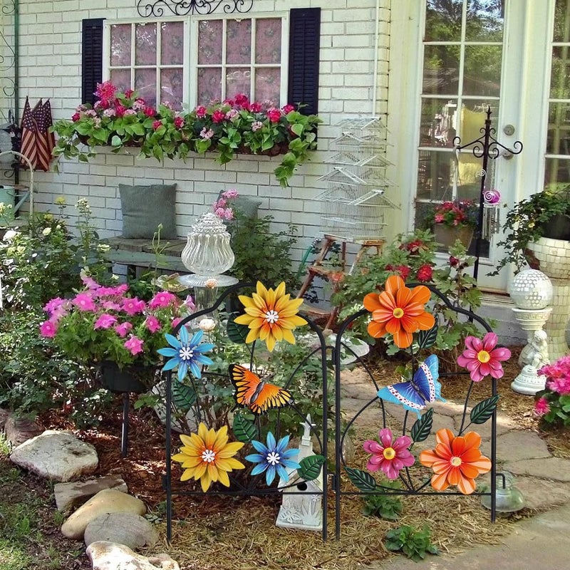hogardeck Garden Decor for Outside, Set of 2 Metal Fence Decorative Garden Stakes with Flowers for Spring Decor, Yard Signs for Outdoor Patio Lawn Backyard Porch Decorations - Image 5